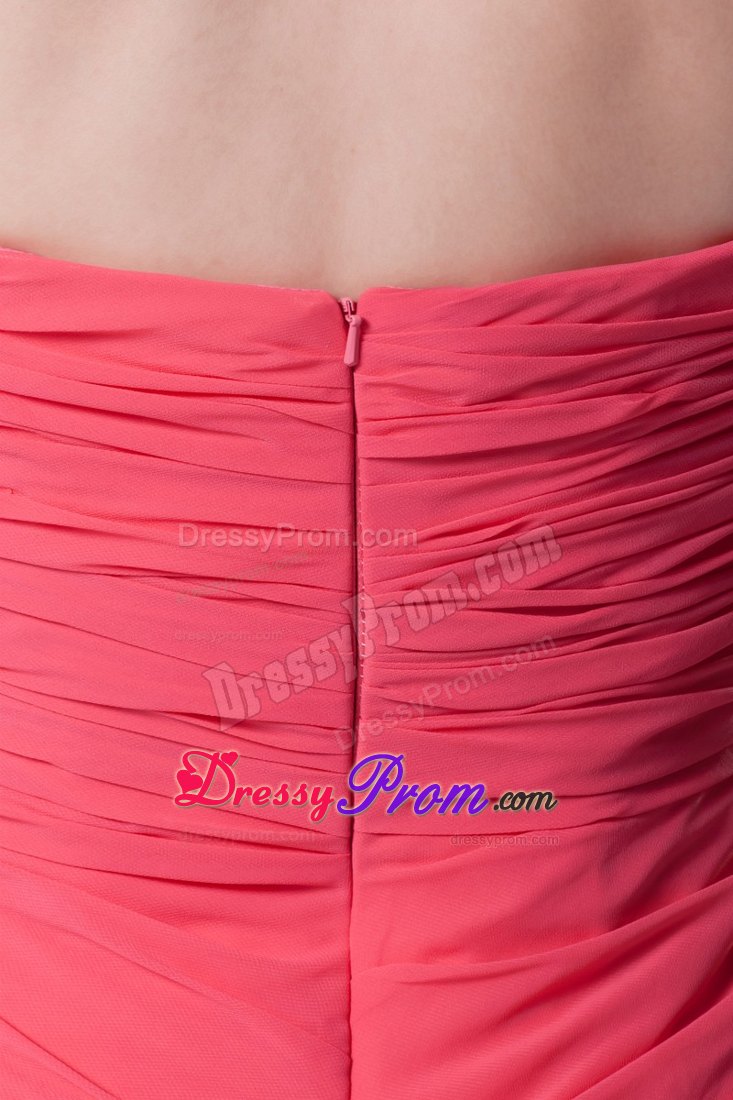 Sweetheart Watermelon Chiffon Prom Gowns with Ruche in Bathurst