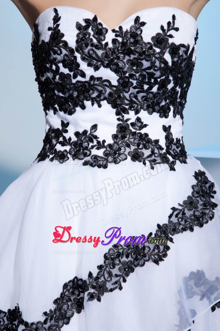 Sweetheart Princess Appliques Knee-length Prom Gown with Side Zipper