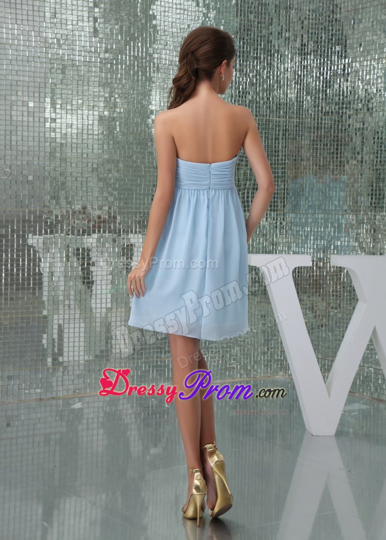 Baby Blue Sweetheart Ruche Knee-length Prom Dress for Girls in Sydney