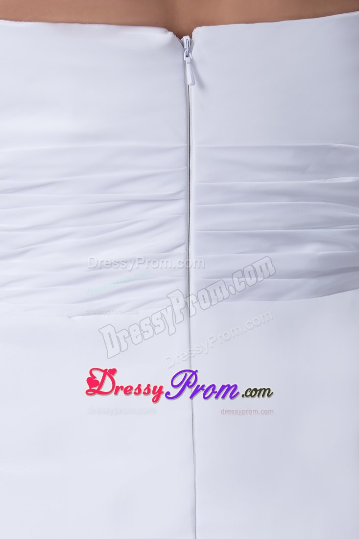 Empire Strapless Floor-length Hand Made Flowers Prom Dress in White
