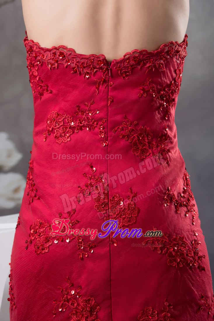 Traditional Sheath Halter top Embroidery Red Prom Celebrity Dress