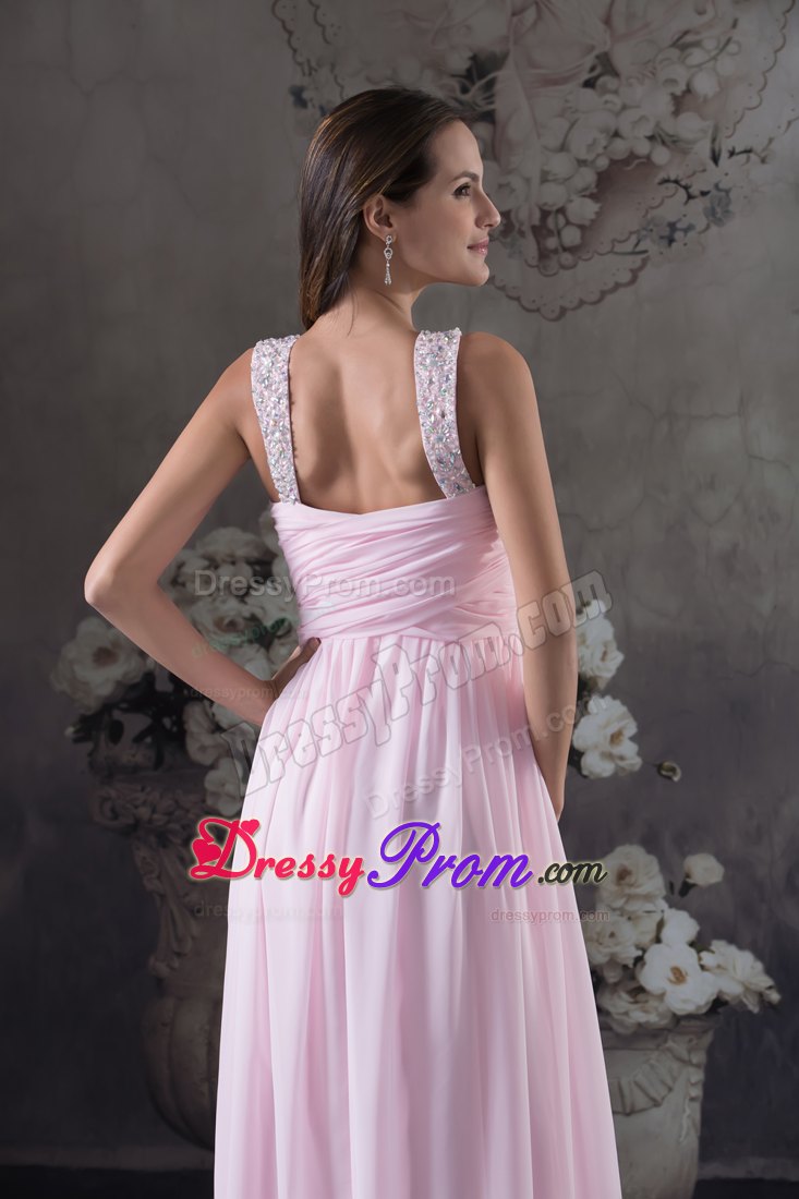 Beading V-neck Pink Floor-length Ruching Prom Dress in Toowoomba