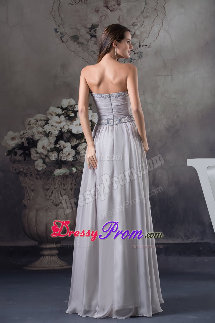Gray Chiffon Beading Sweetheart Floor-length Prom Dress in Darwin