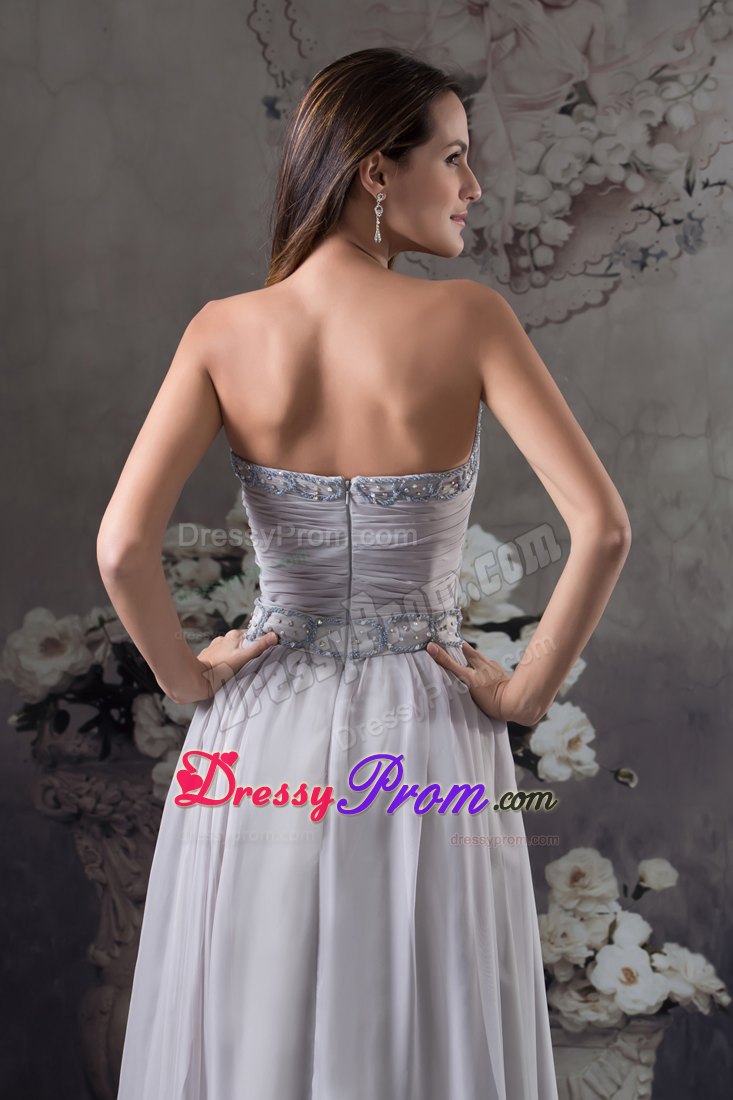 Gray Chiffon Beading Sweetheart Floor-length Prom Dress in Darwin