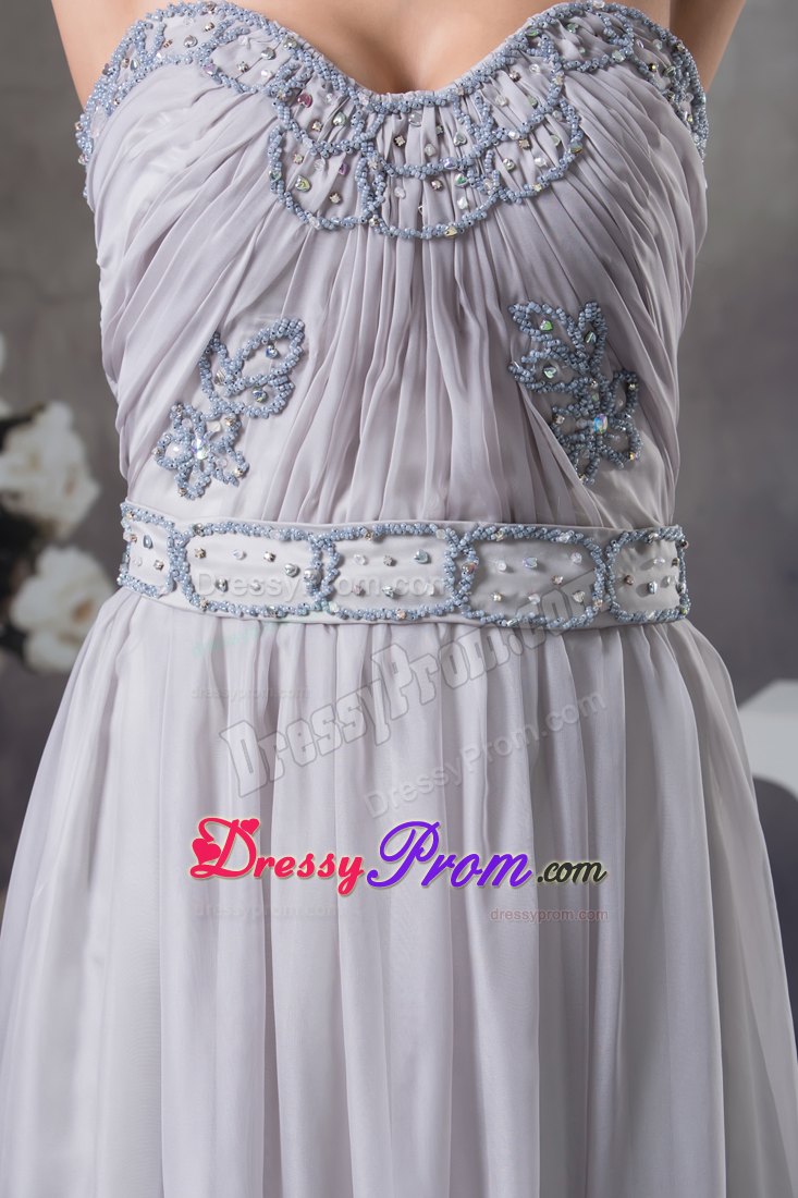 Gray Chiffon Beading Sweetheart Floor-length Prom Dress in Darwin
