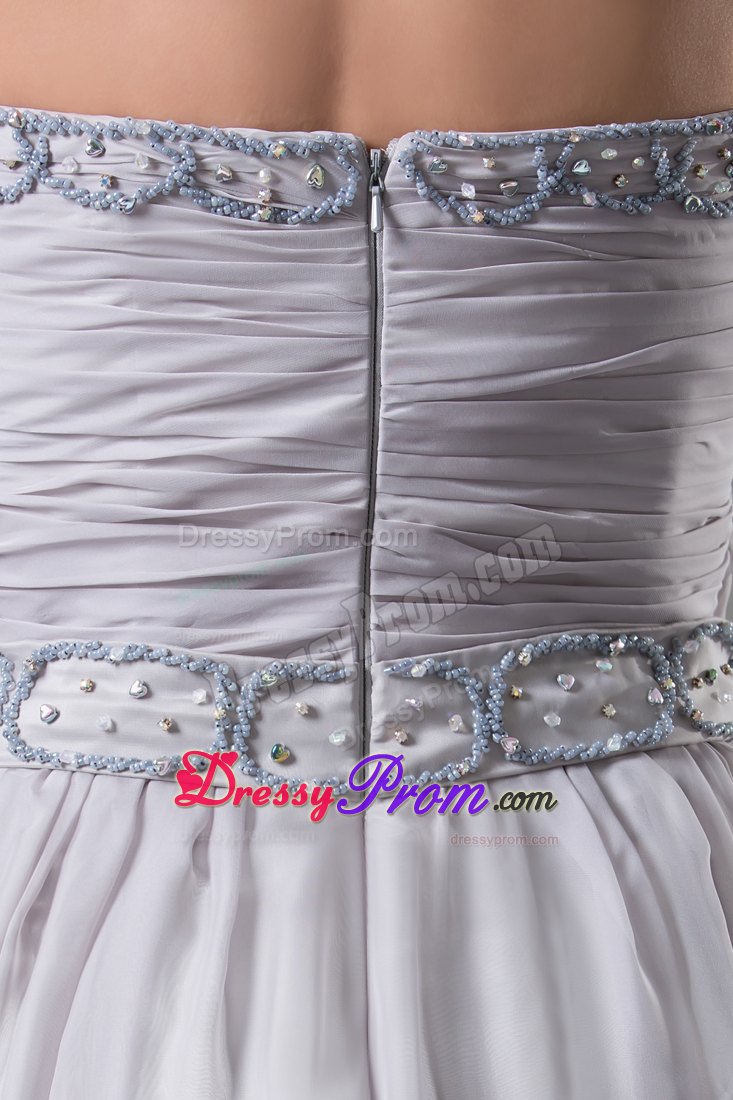 Gray Chiffon Beading Sweetheart Floor-length Prom Dress in Darwin