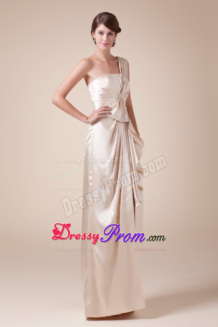 Elegant Column One Shoulder Ivory Ruffled Slitted Dress for Prom