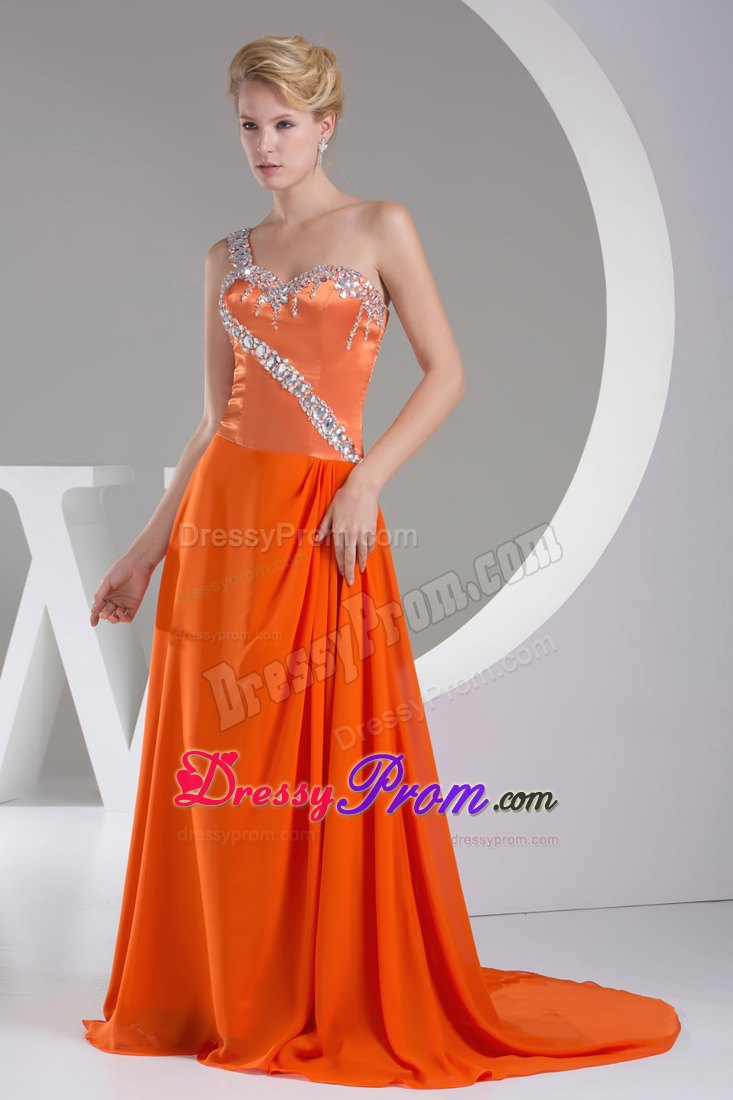 Special Orange Red Prom Bridesmaid Dress with Rhinestones