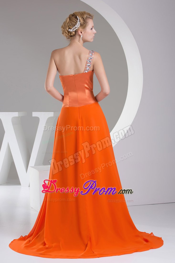 Special Orange Red Prom Bridesmaid Dress with Rhinestones