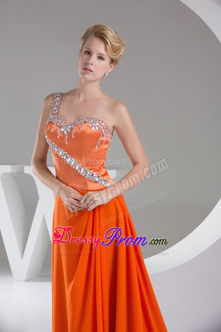 Special Orange Red Prom Bridesmaid Dress with Rhinestones