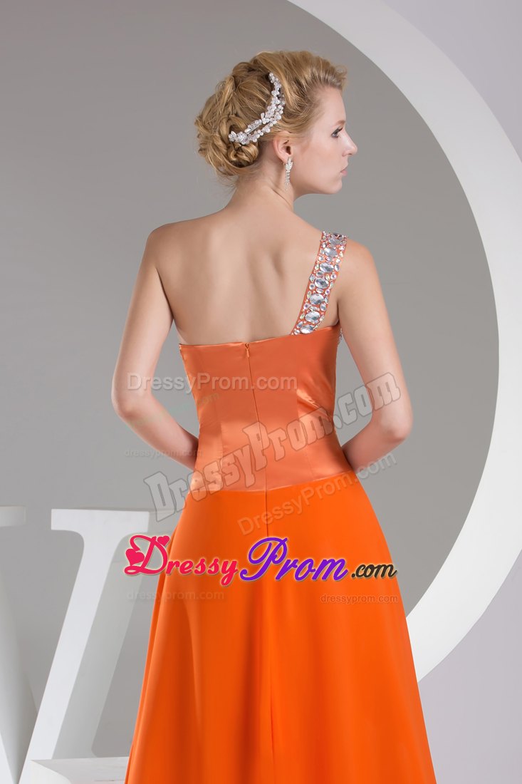 Special Orange Red Prom Bridesmaid Dress with Rhinestones