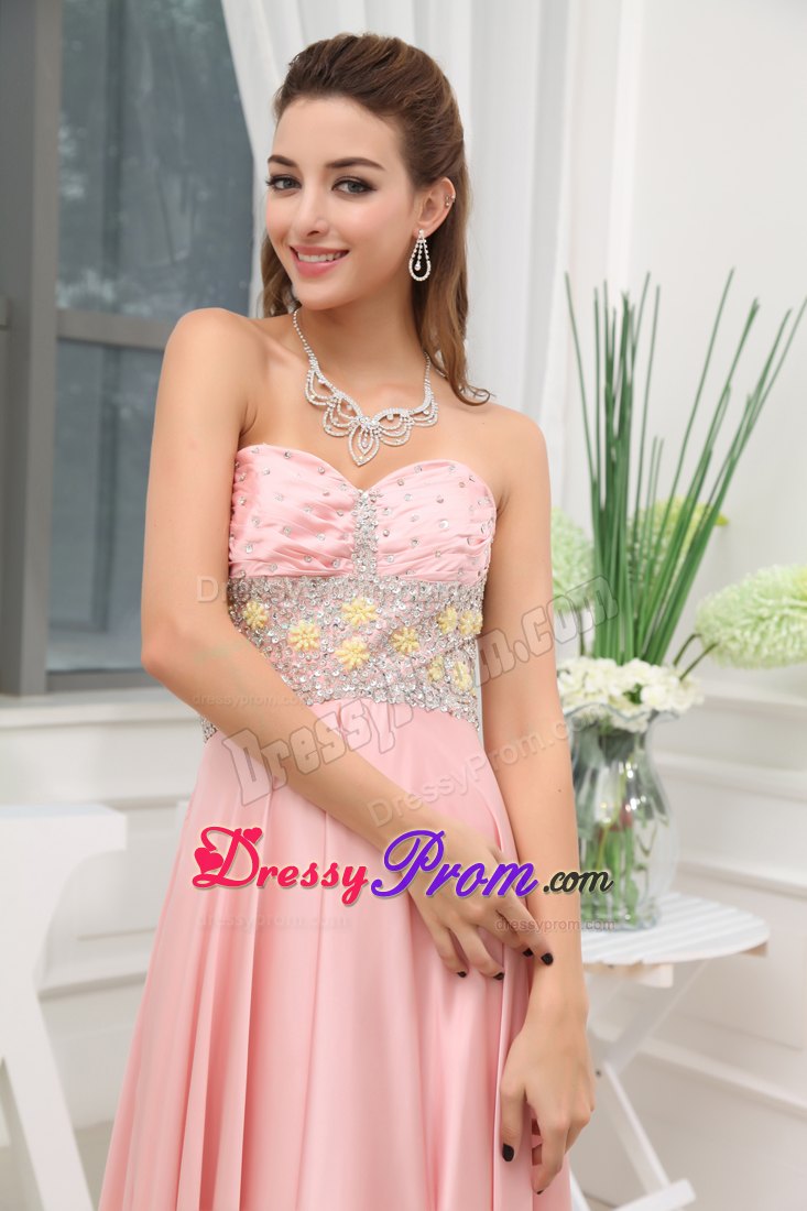 Sweetheart Beaded Slitted Baby Pink Prom Dress in Lancashire