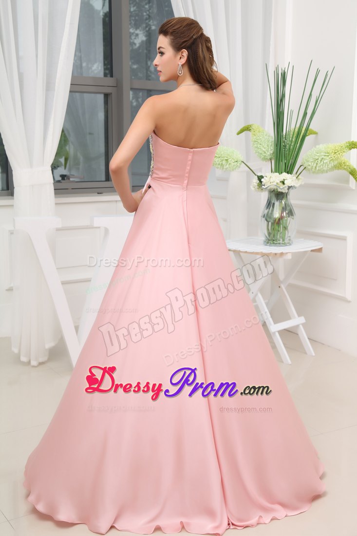 Sweetheart Beaded Slitted Baby Pink Prom Dress in Lancashire