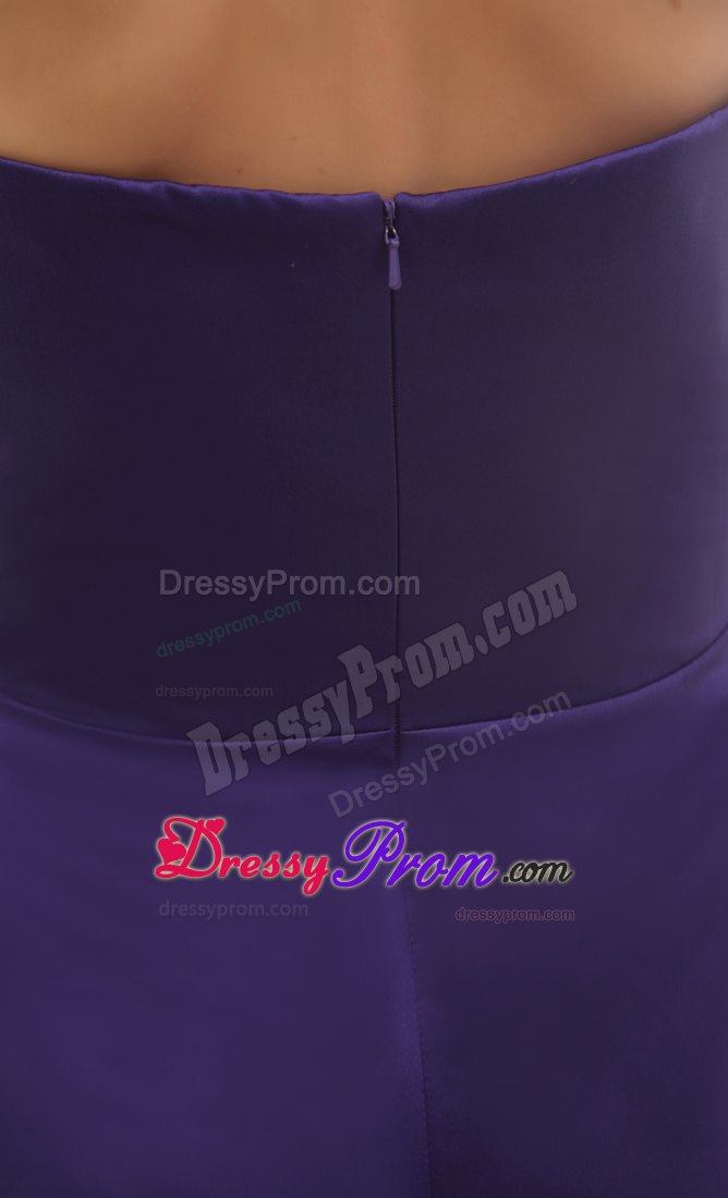 Purple Sweetheart Ankle-length Bridesmaid Dress with Hand Flowers