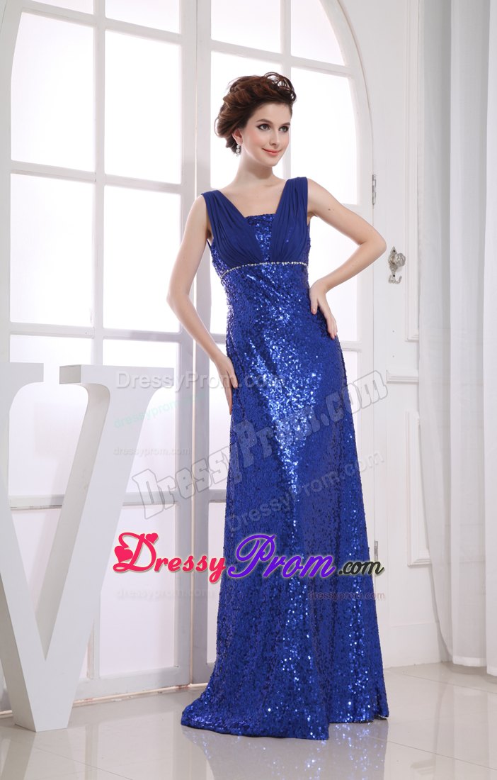 Column Square Royal Blue Sequin Square Ruche Prom Dress in Cairns