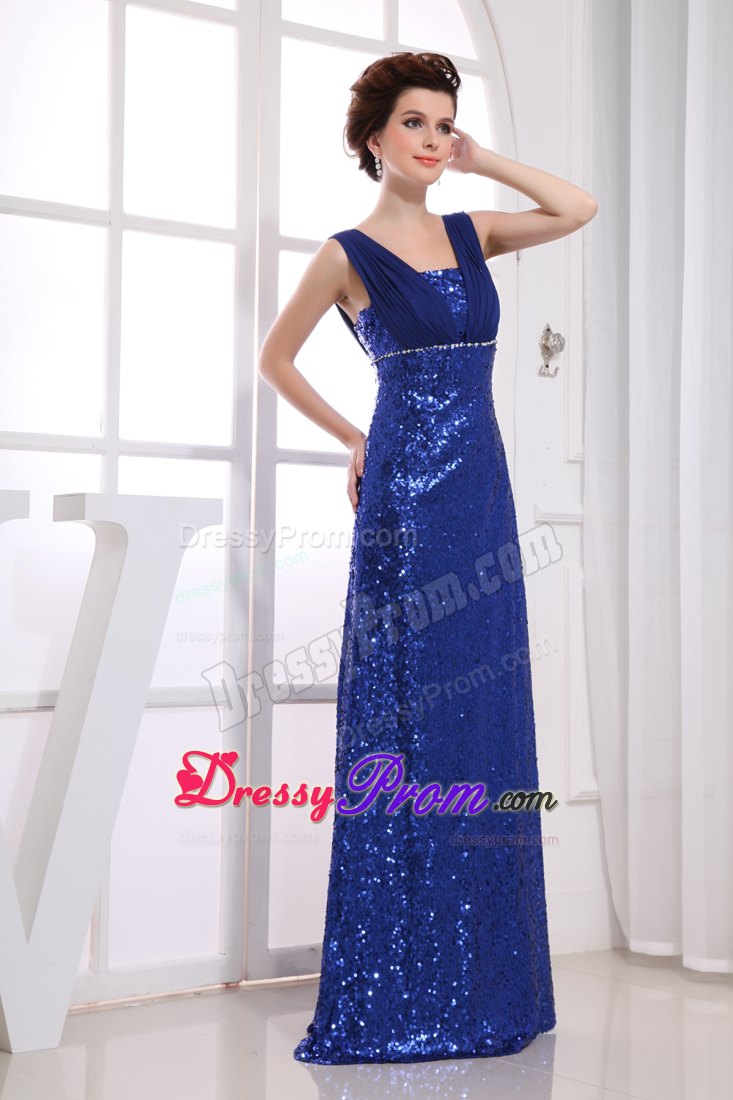 Column Square Royal Blue Sequin Square Ruche Prom Dress in Cairns