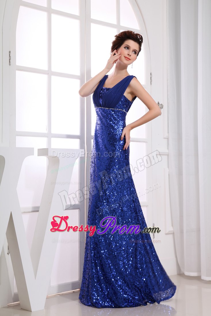 Column Square Royal Blue Sequin Square Ruche Prom Dress in Cairns