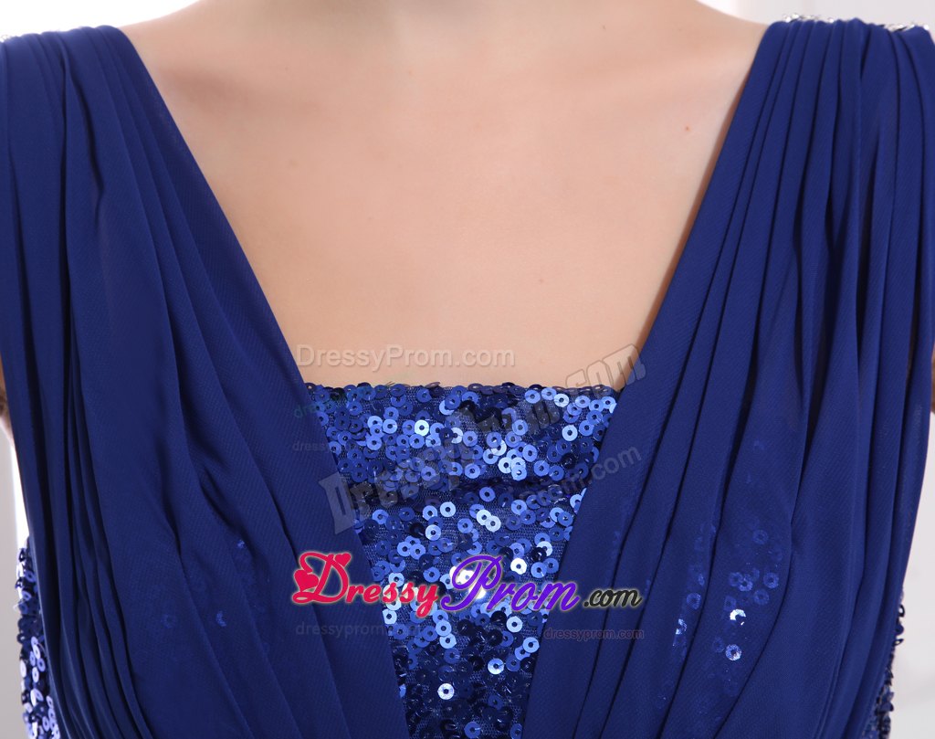 Column Square Royal Blue Sequin Square Ruche Prom Dress in Cairns