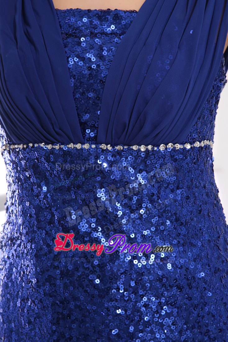 Column Square Royal Blue Sequin Square Ruche Prom Dress in Cairns