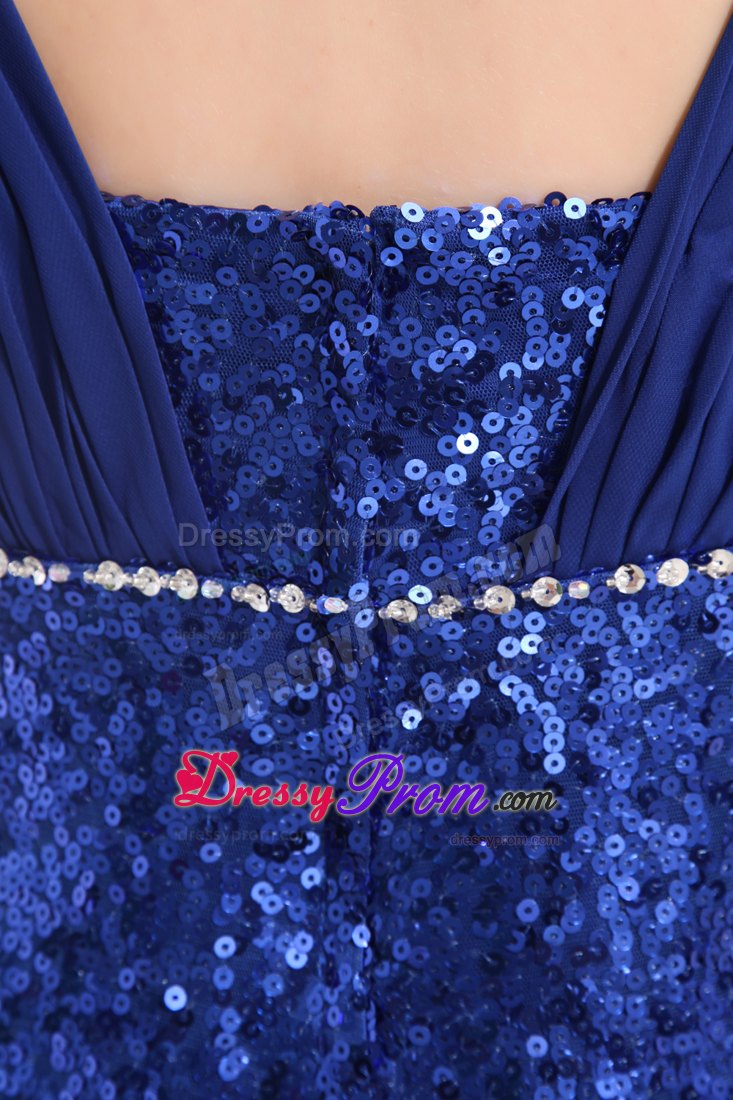 Column Square Royal Blue Sequin Square Ruche Prom Dress in Cairns