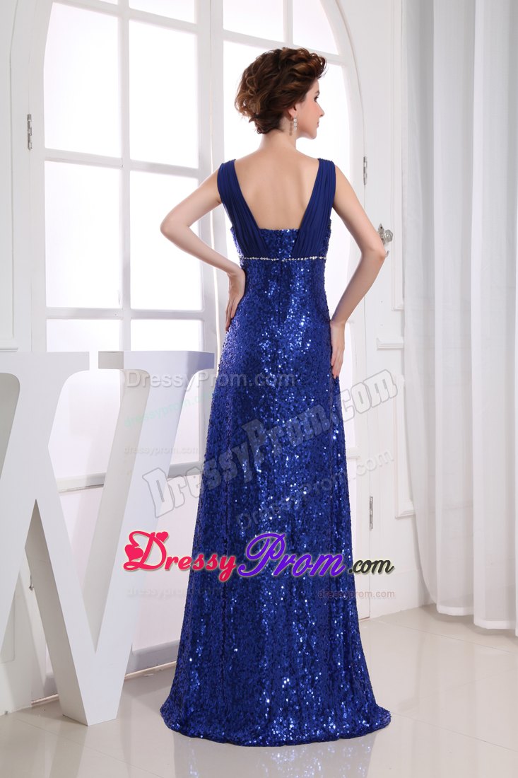 Column Square Royal Blue Sequin Square Ruche Prom Dress in Cairns
