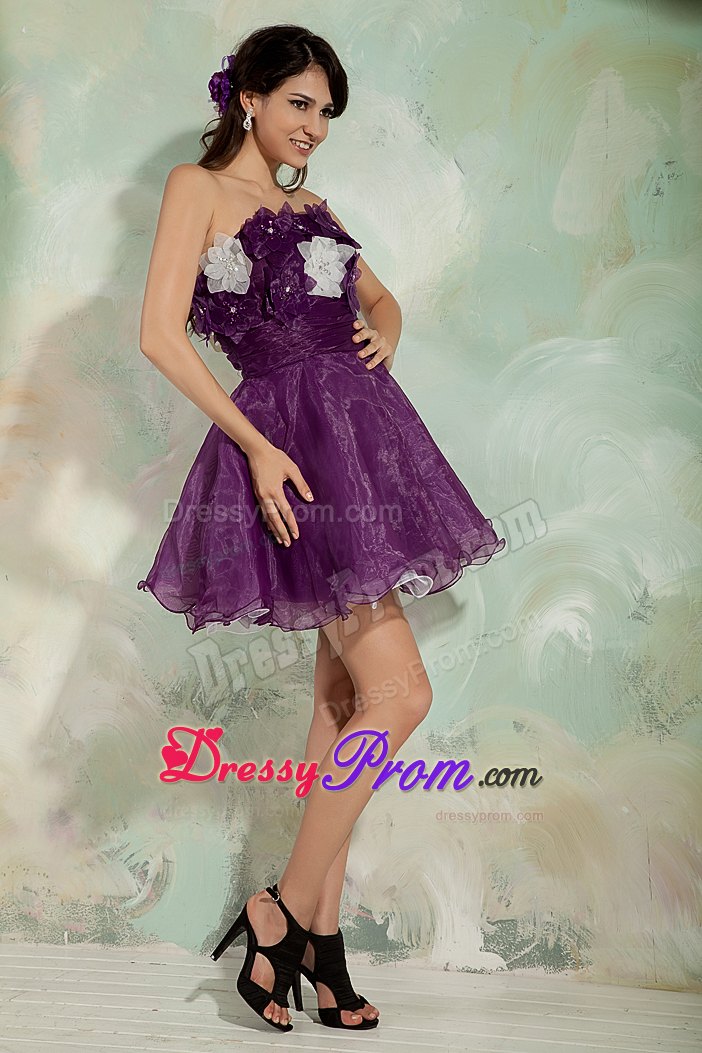 Organza Puffy Dark Purple Prom Cocktail Party Dresses Online