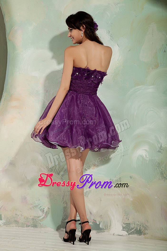Organza Puffy Dark Purple Prom Cocktail Party Dresses Online
