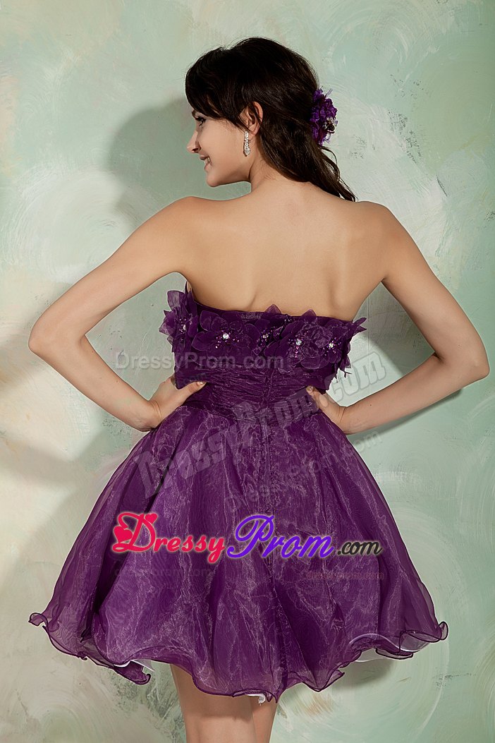 Organza Puffy Dark Purple Prom Cocktail Party Dresses Online