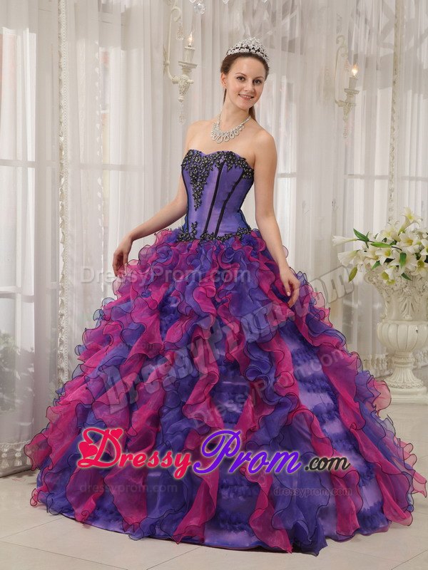 Sweetheart Appliques Multi-colored Sweet Sixteen Quinceanera Dresses