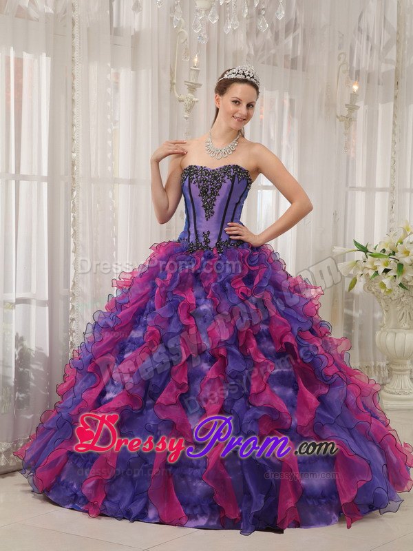 Sweetheart Appliques Multi-colored Sweet Sixteen Quinceanera Dresses