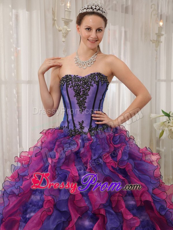 Sweetheart Appliques Multi-colored Sweet Sixteen Quinceanera Dresses