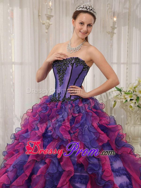 Sweetheart Appliques Multi-colored Sweet Sixteen Quinceanera Dresses