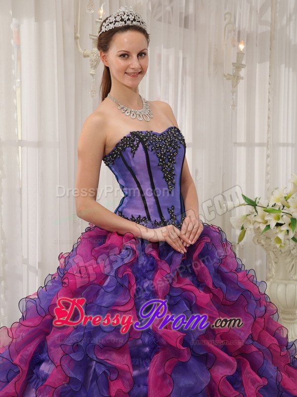 Sweetheart Appliques Multi-colored Sweet Sixteen Quinceanera Dresses
