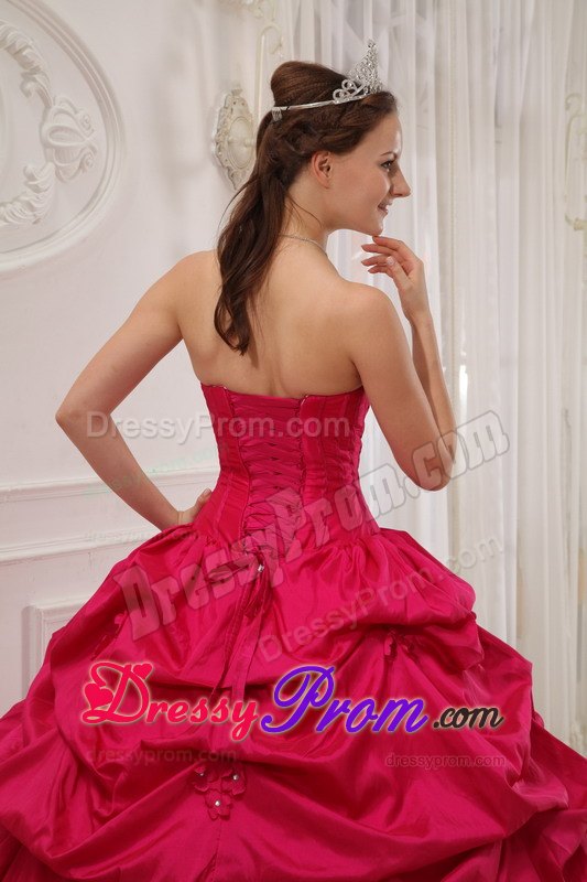 Sweetheart Beading and Pick-ups Quinceanera Dress in Hot Pink and White