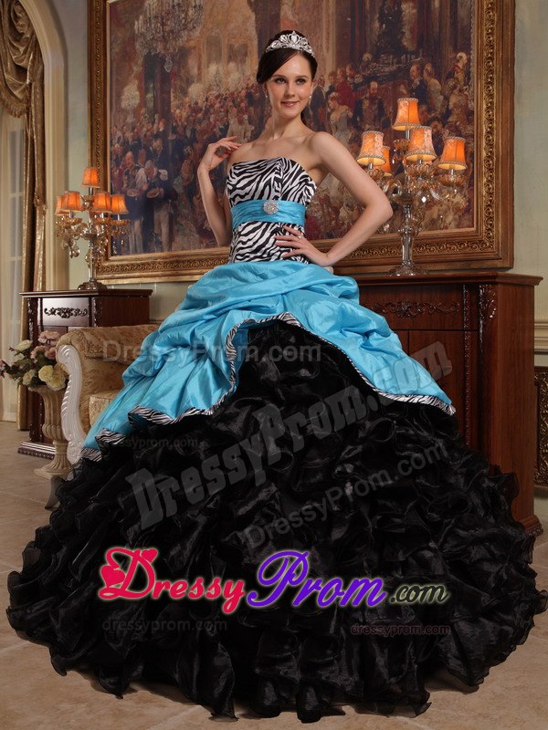 Sweetheart Pick-ups Aqua Blue and Black Dresses For a Quinceanera