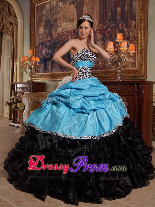 Sweetheart Pick-ups Aqua Blue and Black Dresses For a Quinceanera