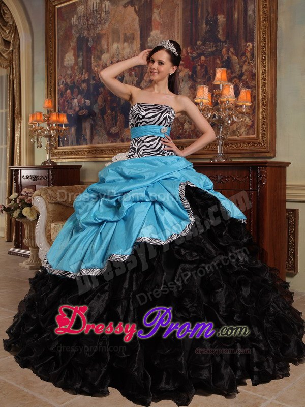 Sweetheart Pick-ups Aqua Blue and Black Dresses For a Quinceanera