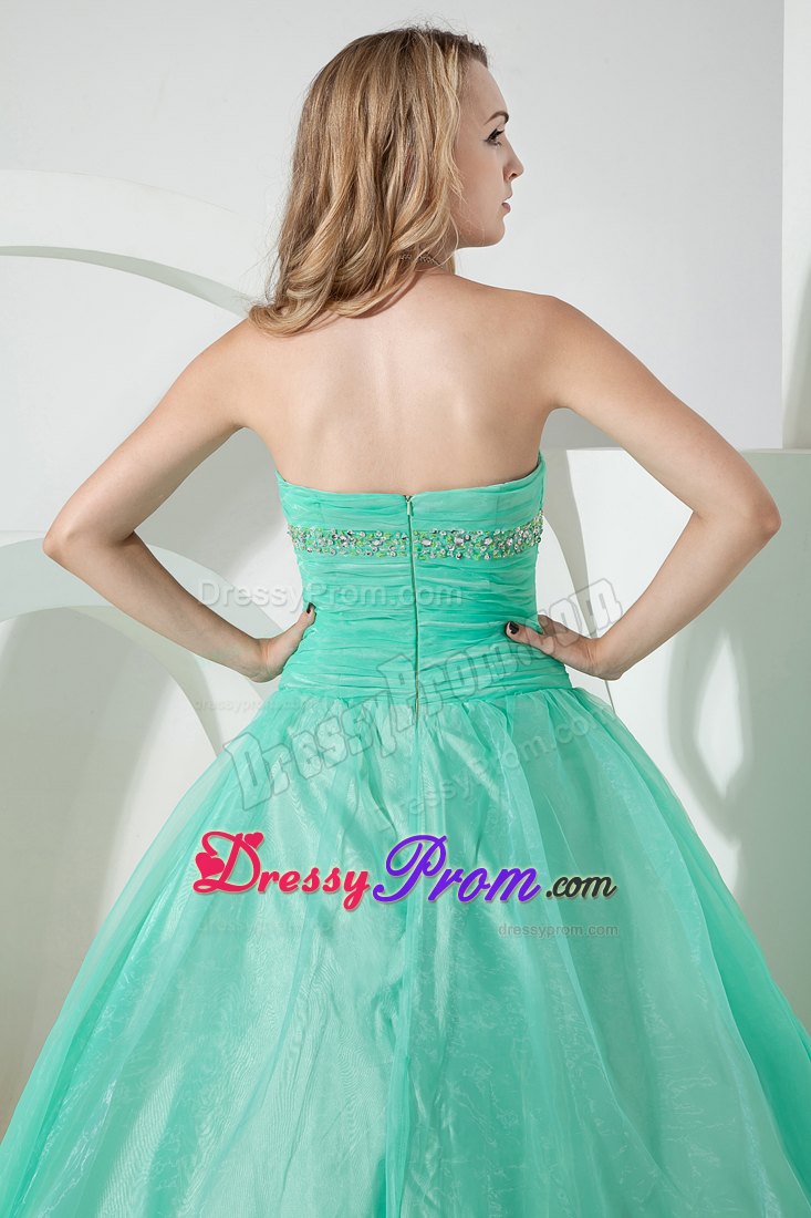 Strapless Turquoise Dress For Quinceanera with Beading and Embroidery