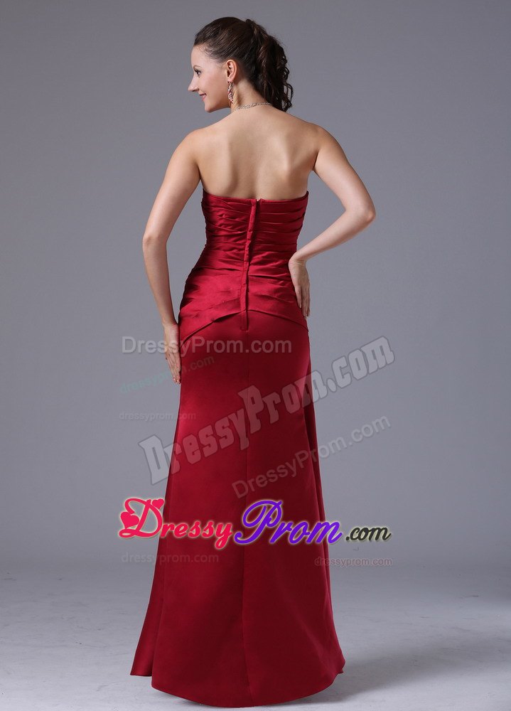 Cheap Brush Train V-neck Wine Red Long Dress for Prom Queen