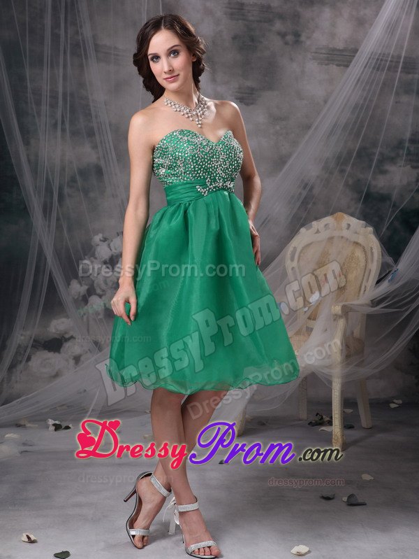 Fast Shipping Sweetheart Beaded Prom Cocktail Dress in Green