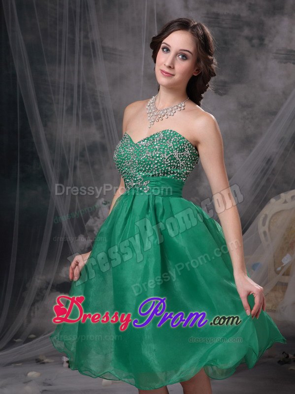 Fast Shipping Sweetheart Beaded Prom Cocktail Dress in Green