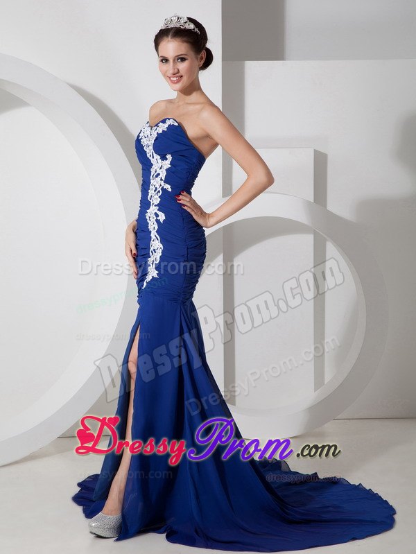 Low Price Slitted Appliqued Court Train Prom Dress Online Stores