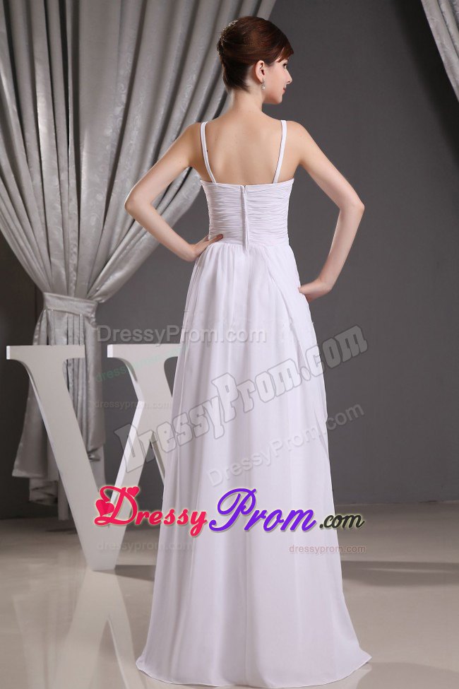 Spaghetti Straps White Long Dress for Prom Queen Fast Shipping