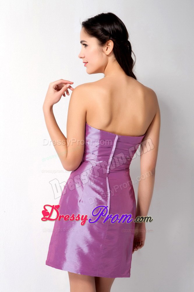 2013 New Mini-length Lavender Prom Dress with Flower and Ruche