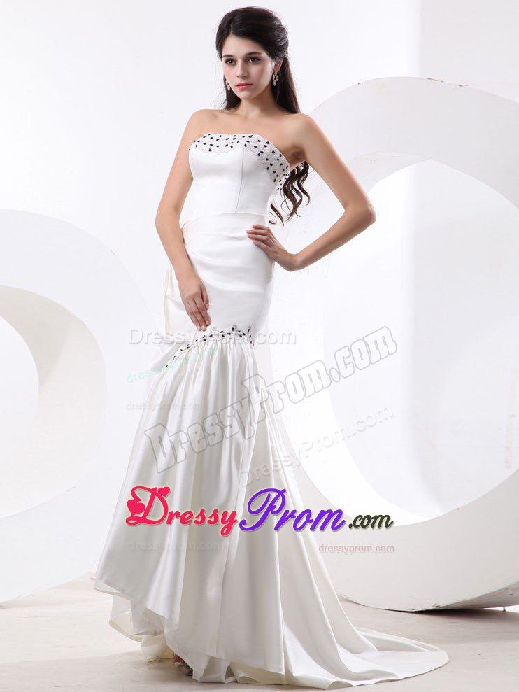 California Mermaid Prom Gown Dress With Beading and Brush Train