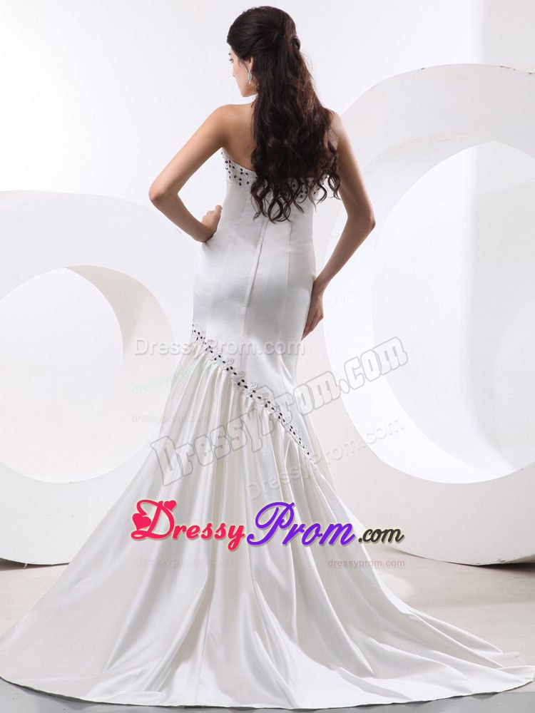 California Mermaid Prom Gown Dress With Beading and Brush Train