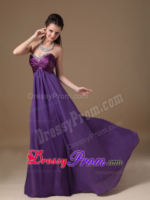 Empire Sweetheart Beaded Purple Prom Dress in Daytona Beach