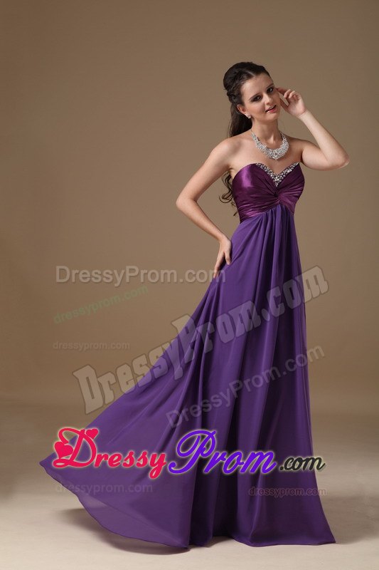 Empire Sweetheart Beaded Purple Prom Dress in Daytona Beach
