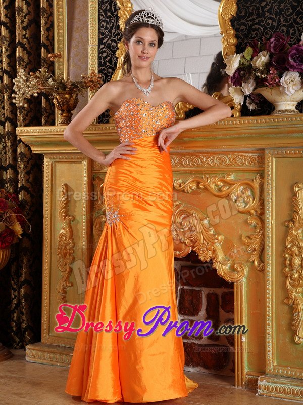 Low Price Orange Sweetheart Beaded Junior Prom for Autumn