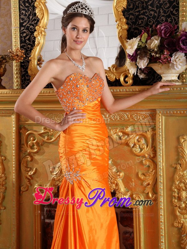 Low Price Orange Sweetheart Beaded Junior Prom for Autumn
